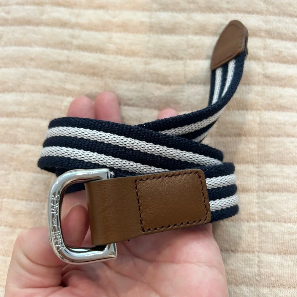 Janie and Jack Navy and White Striped Kids’ woven Belt sz 10-12 yrs